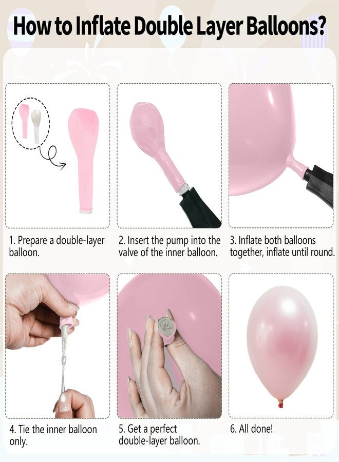 Biapian Dusty Pink and Gold Balloons, 60PCS Double Stuffed Pearl Blush Pink Balloons, 12 Inch Apricot Champagne Gold Clear Balloons Helium for Women Girls Boho Birthday Wedding Bridal Shower Party Decorations - Image 4